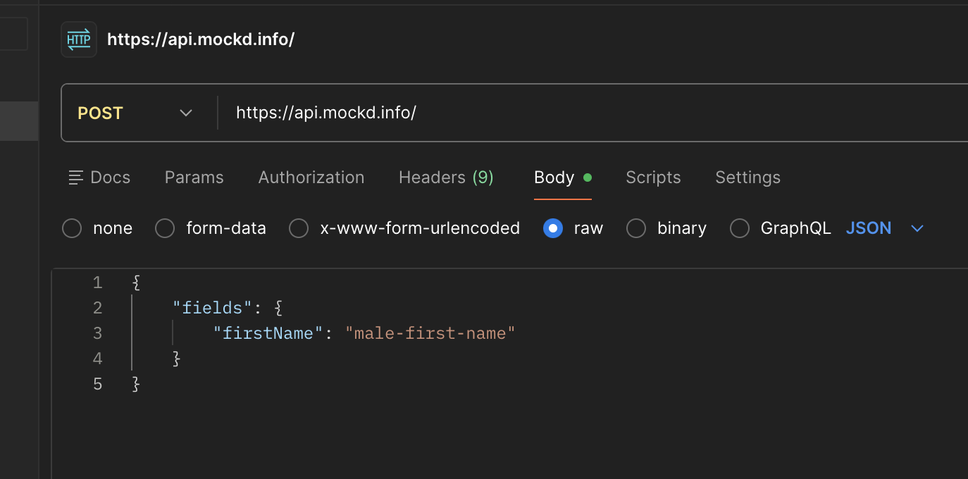 Enter the example request/
